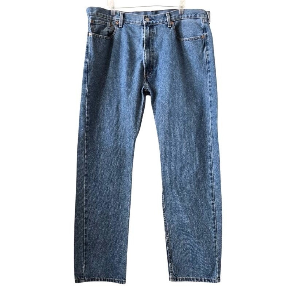 Levi's Mens 505 Regular Fit‎ Straight Leg Blue Denim Jeans 42x34 - Picture 2 of 7